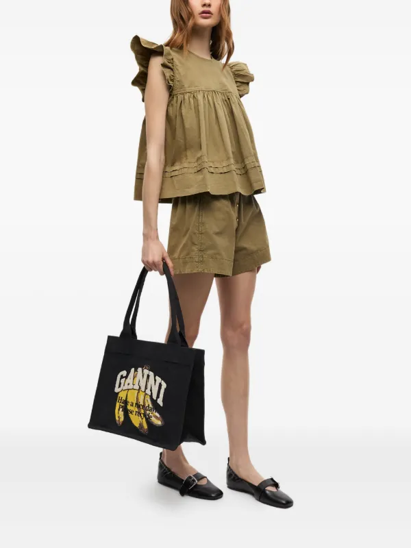 GANNI コットン ショルダーバッグ | ブラック | FARFETCH JP