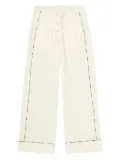 GANNI embroidered drawstring trousers - Neutrals