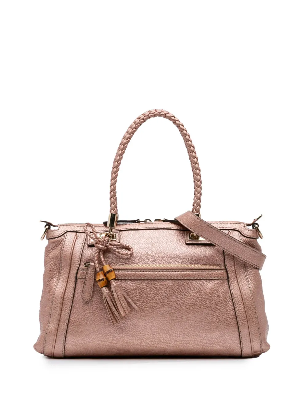 Pre-owned Gucci 2016-2024 Metallic Pebbled Calfskin Bella Satchel