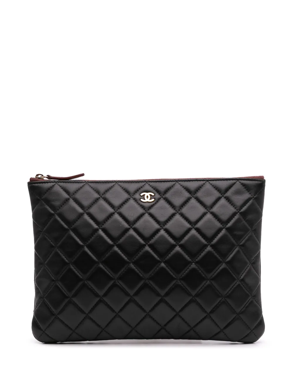Pre-owned Chanel 2014-2015 Medium Quilted Lambskin O Case Clutch Bag