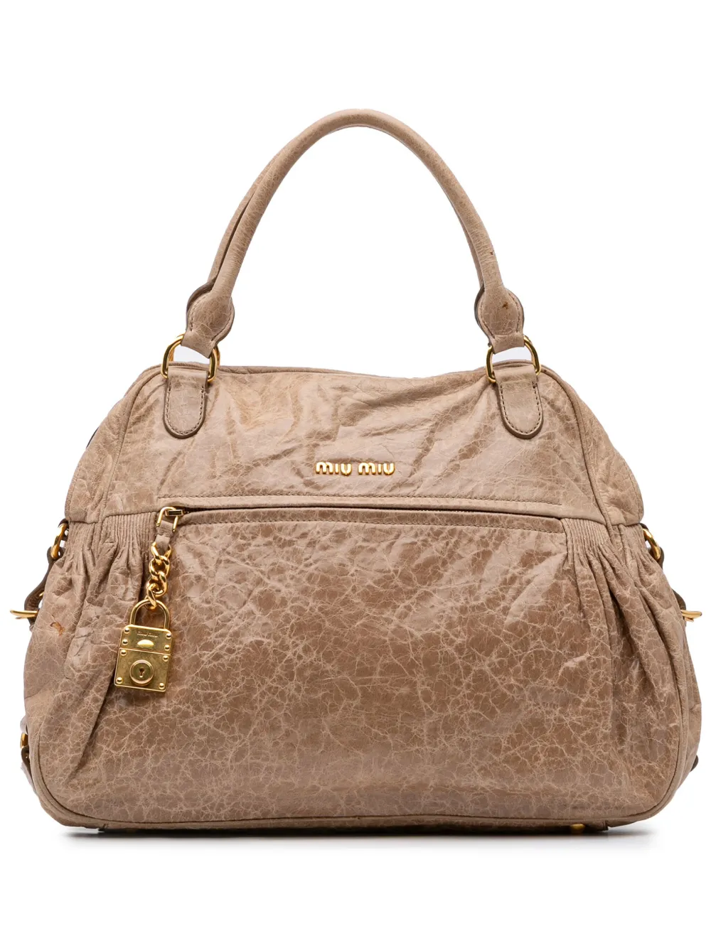 Miu Miu Pre-Owned 2010-2025 Medium Distressed Nappa Charm satchel | marrón | Image 1
