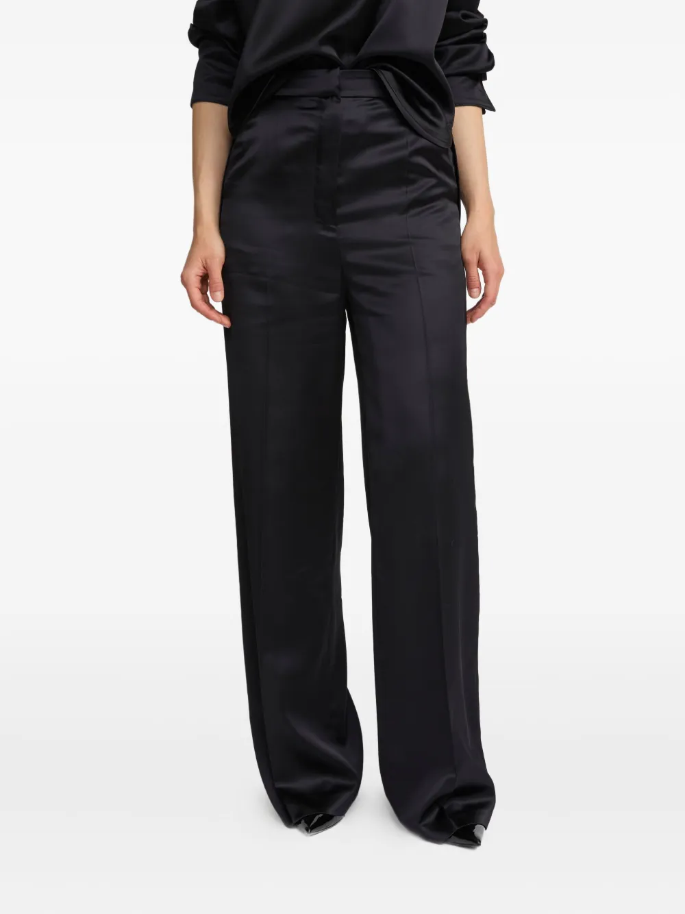 Yves Salomon Satin Trousers In Black