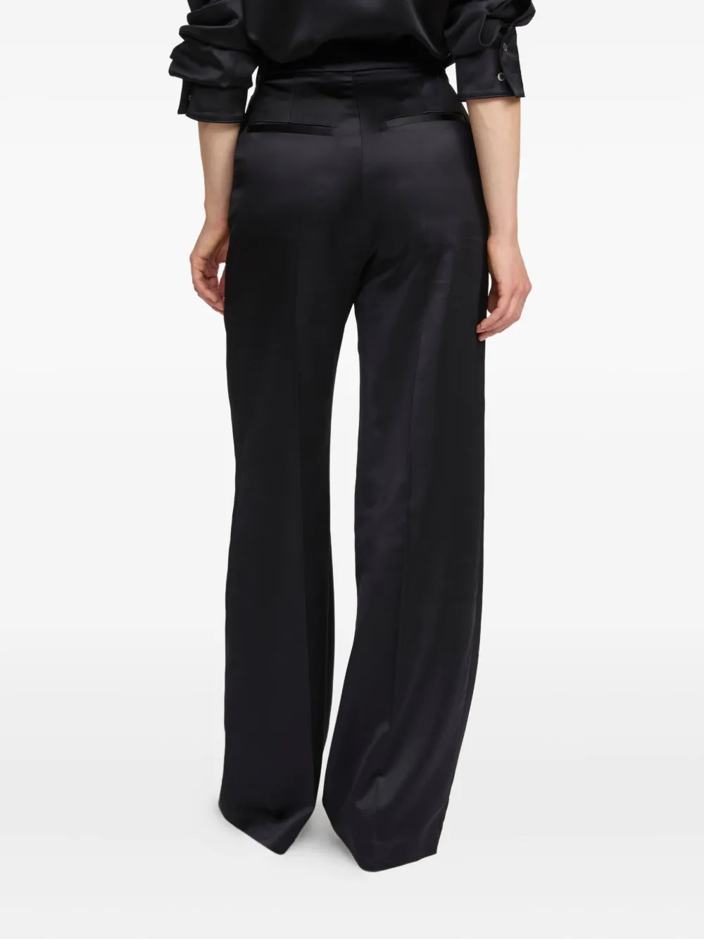 Yves Salomon Satin Trousers In Black