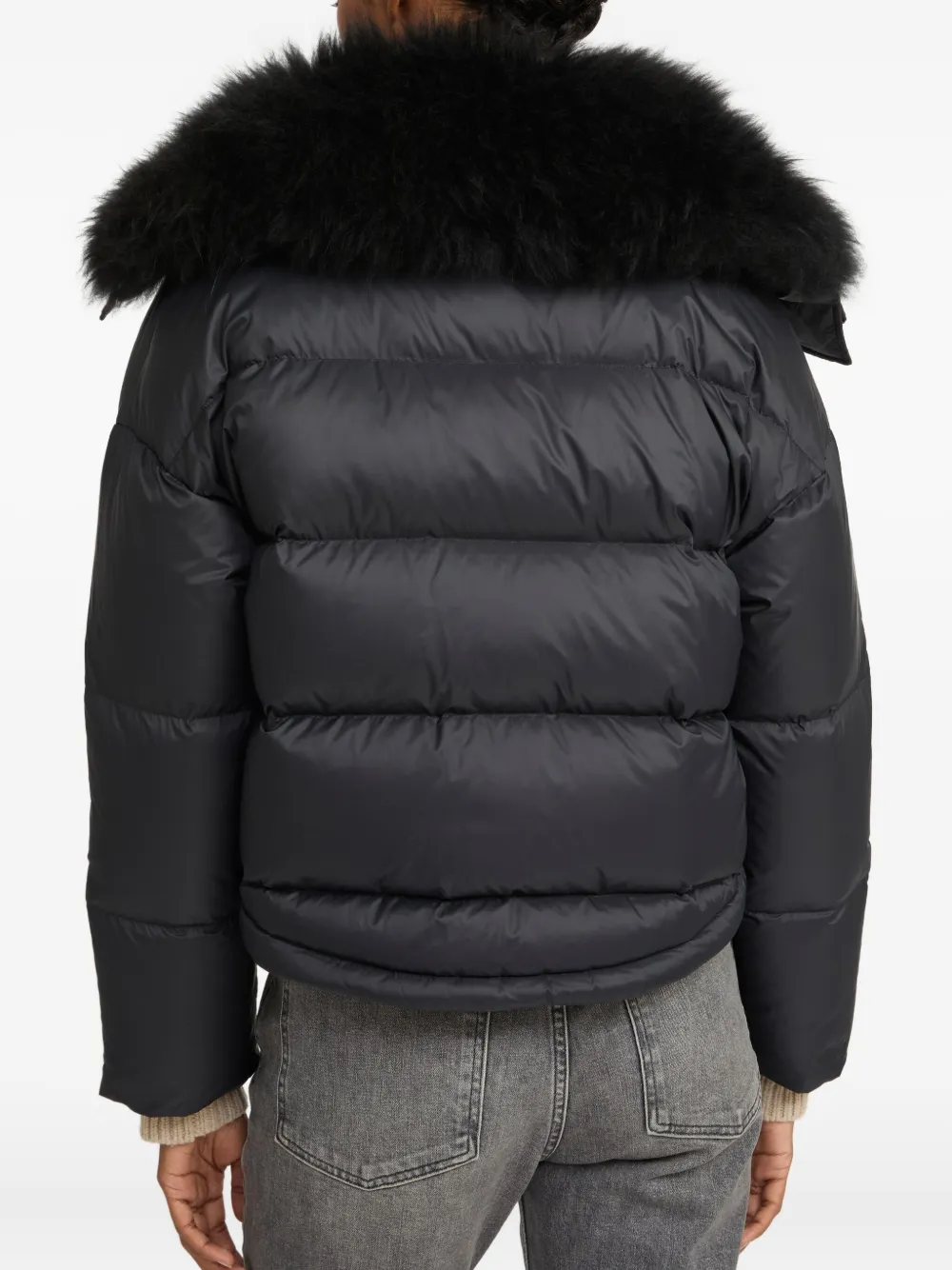 Yves Salomon Lambsherling-trim Puffer Jacket In Blue
