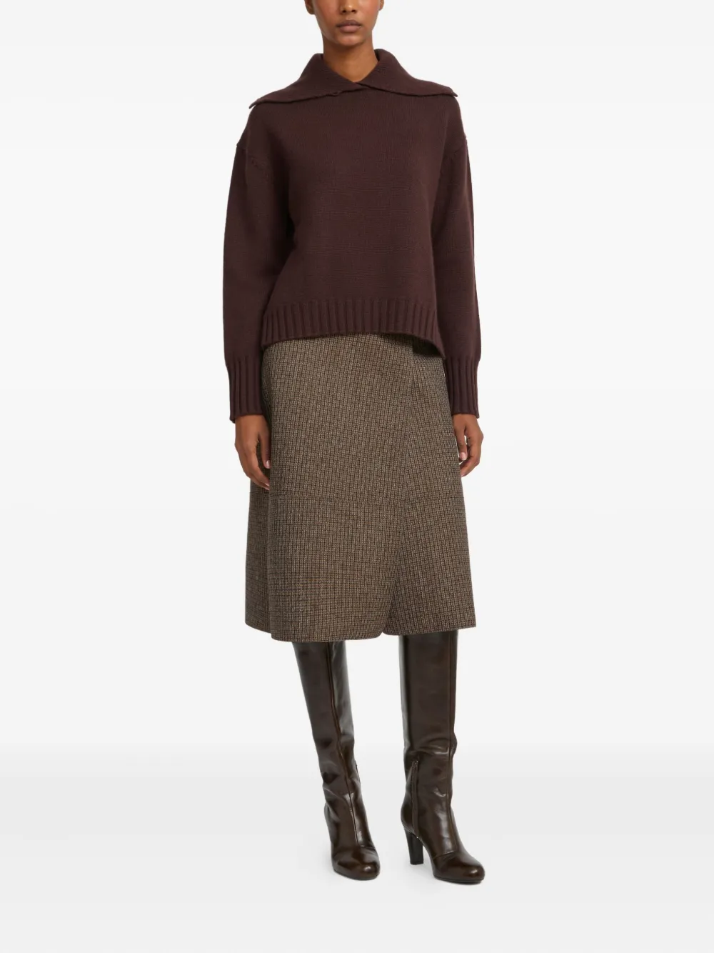 Yves Salomon High-neck Cashmere Sweater In Brown