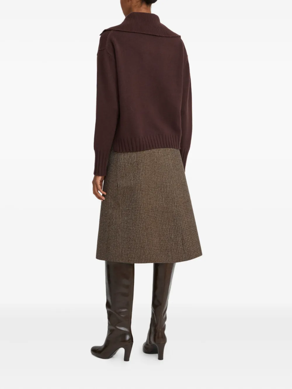 Yves Salomon High-neck Cashmere Sweater In Brown