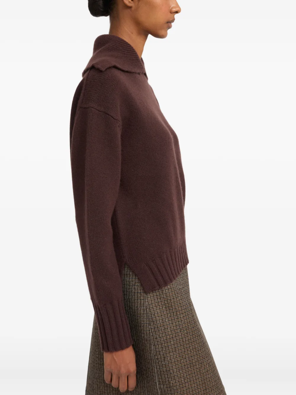 Yves Salomon High-neck Cashmere Sweater In Brown