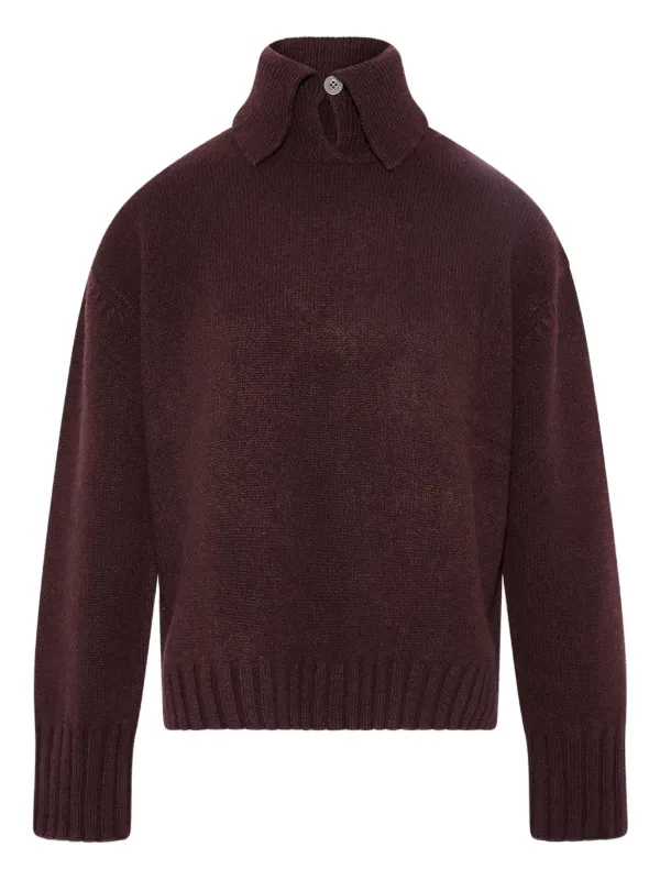 Yves Salomon Cashmere Collar Sweater in Brown