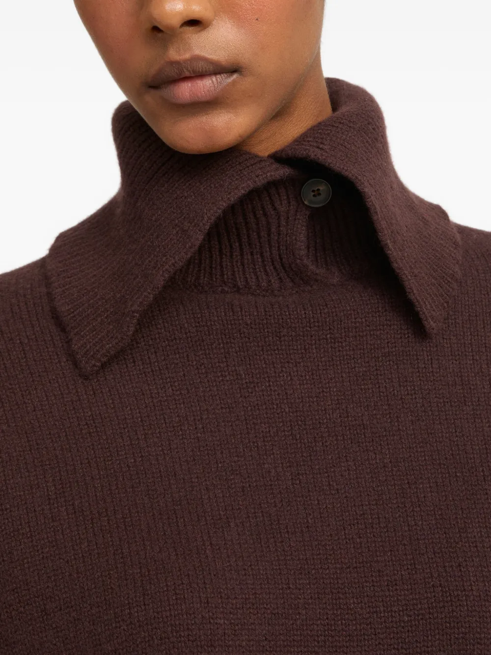 Yves Salomon High-neck Cashmere Sweater In Brown