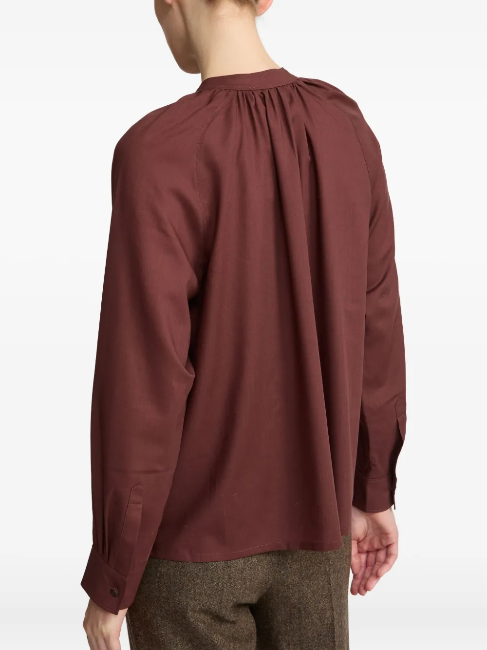 Yves Salomon Blouse met geplooide hals Bruin