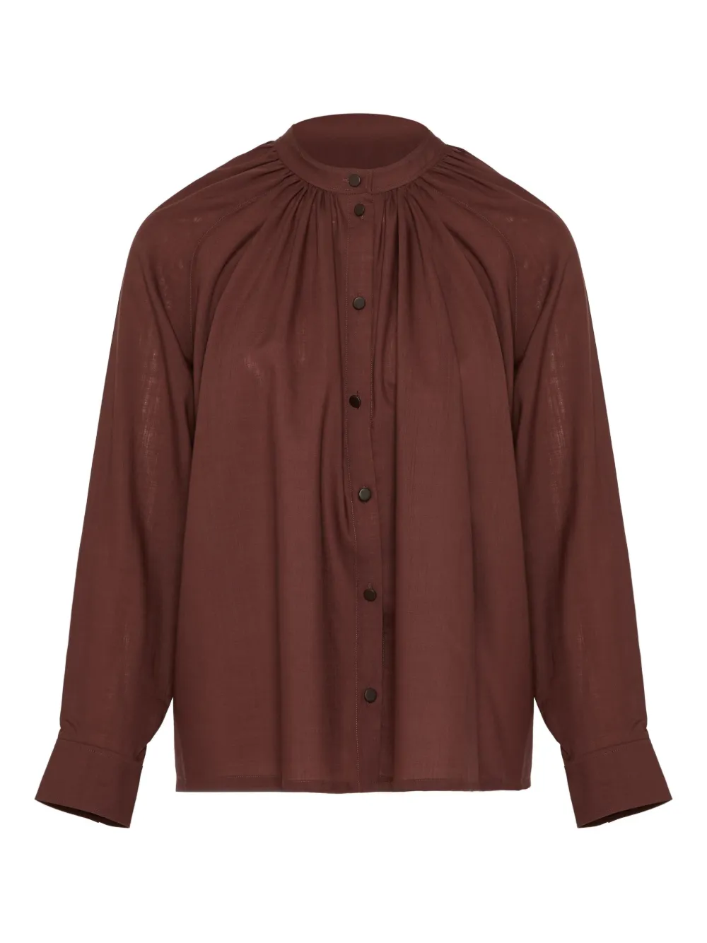 Yves Salomon pleated-neck shirt - Brown