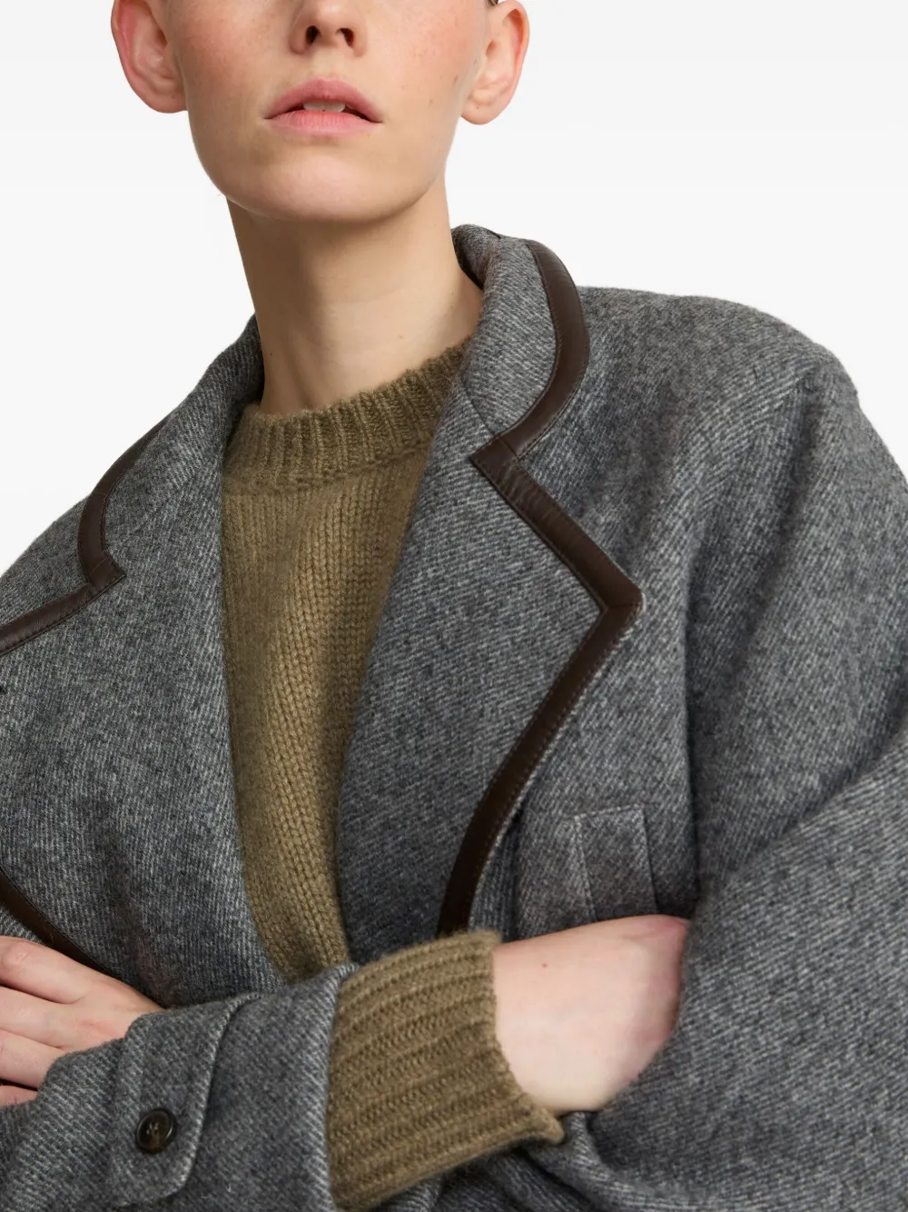 Yves Salomon Double-breasted Virgin-wool Coat In Gray