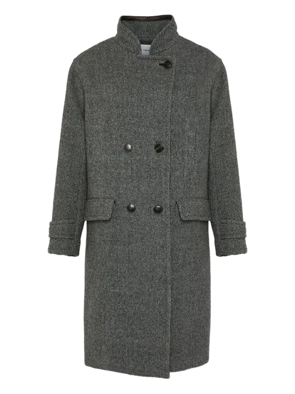 Yves Salomon Double-breasted Virgin-wool Coat in Grey