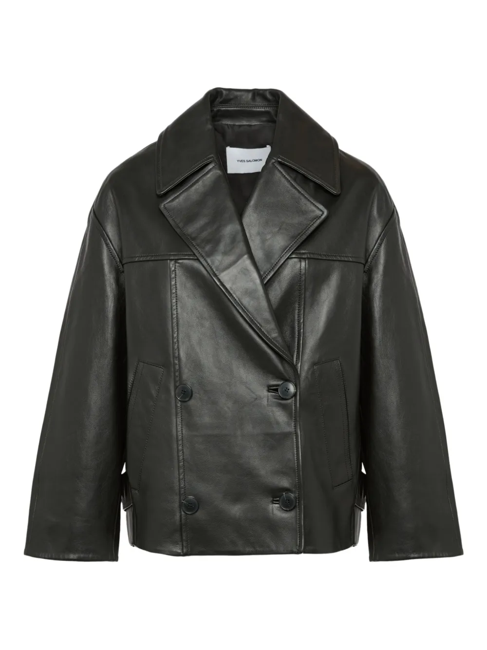 Yves Salomon double-breasted leather jacket | Black | Image 1