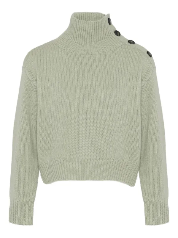 Yves Salomon High-neck Button-detail Sweater in Green