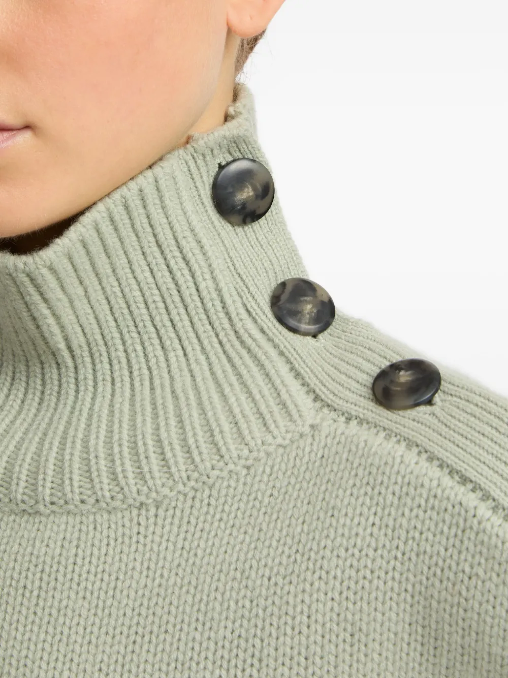 Yves Salomon High-neck Button-detail Sweater In Black