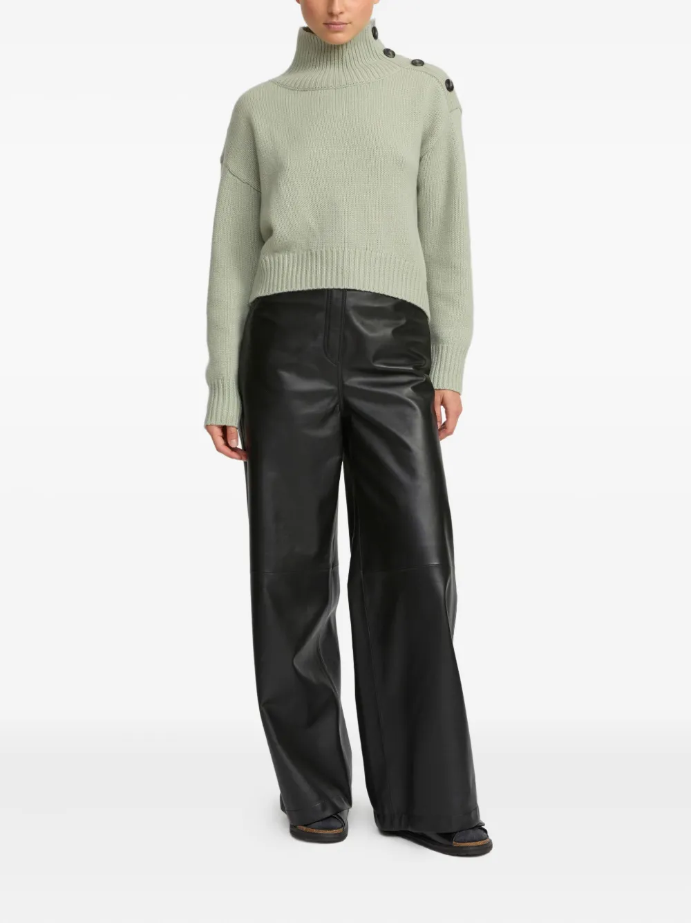Yves Salomon high-neck button-detail sweater | Knitted Sweaters | Image 2