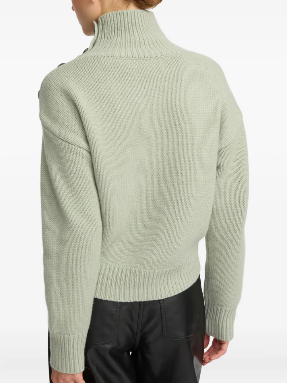 Yves Salomon High-neck Button-detail Sweater In Black