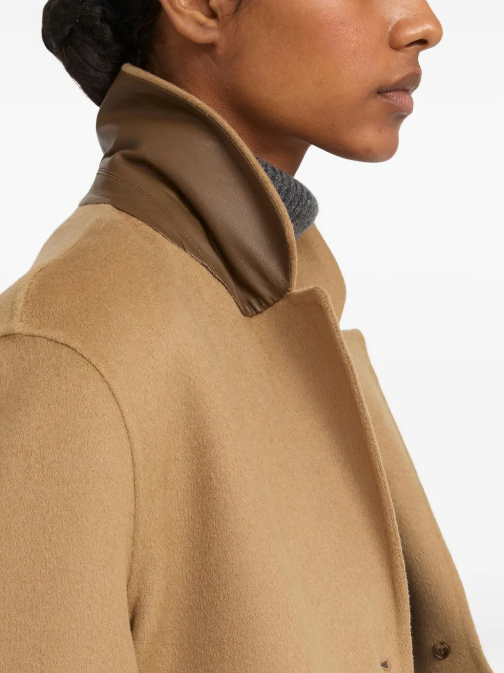 Yves Salomon Buttoned Jacket In Brown