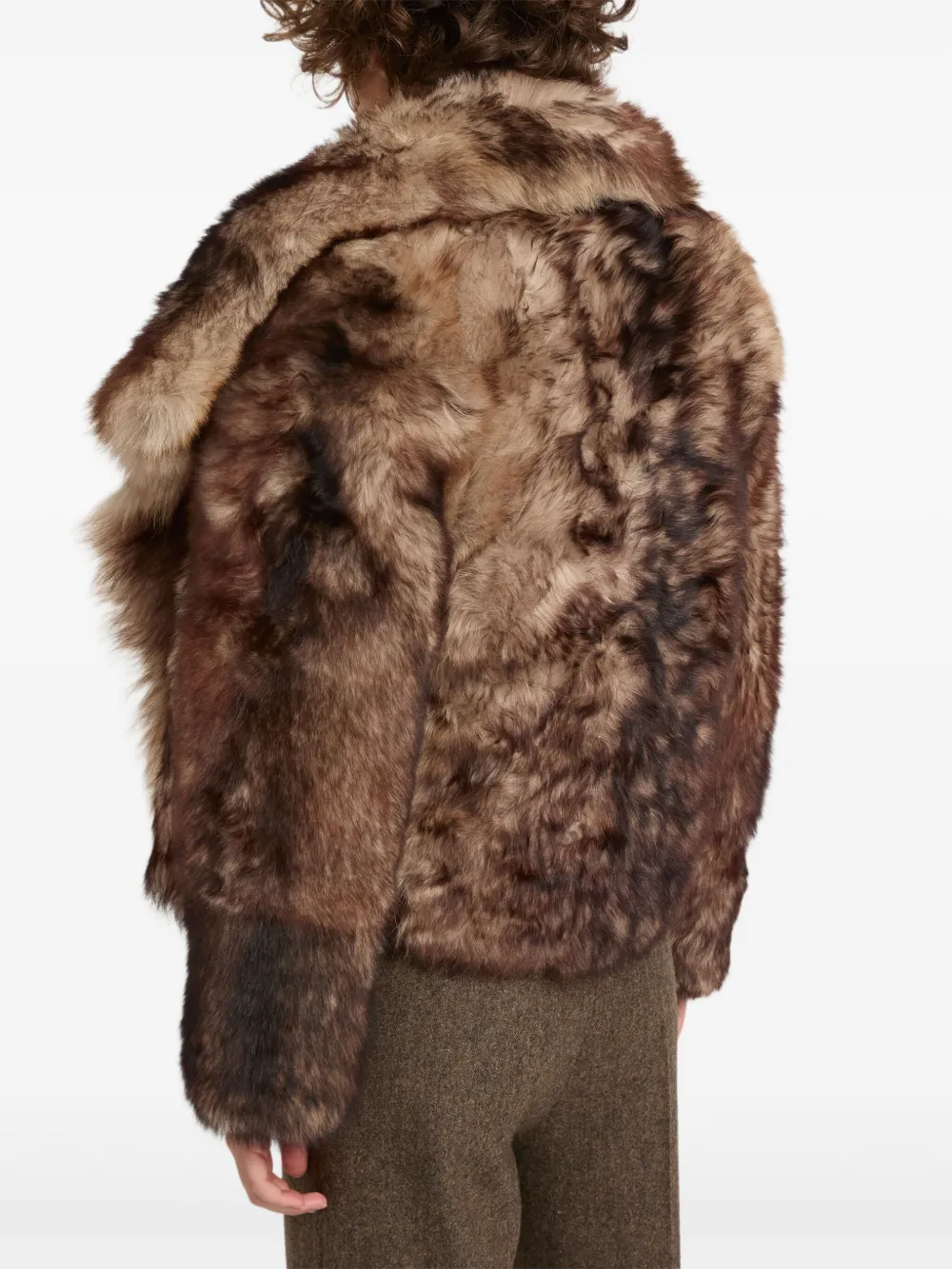 Yves Salomon Shearling Jacket In Brown