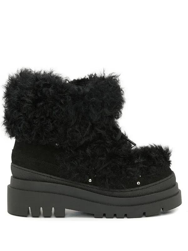 Yves Salomon Shearling Platform Boots in Black