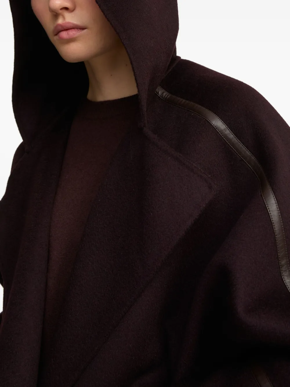 Yves Salomon Hooded Leather-trimmed Jacket In Red