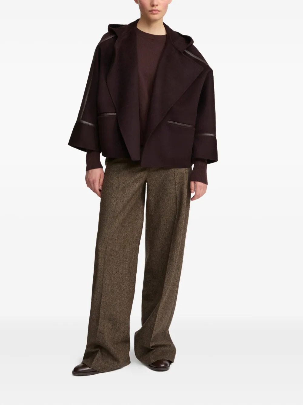 Yves Salomon Hooded Leather-trimmed Jacket In Red