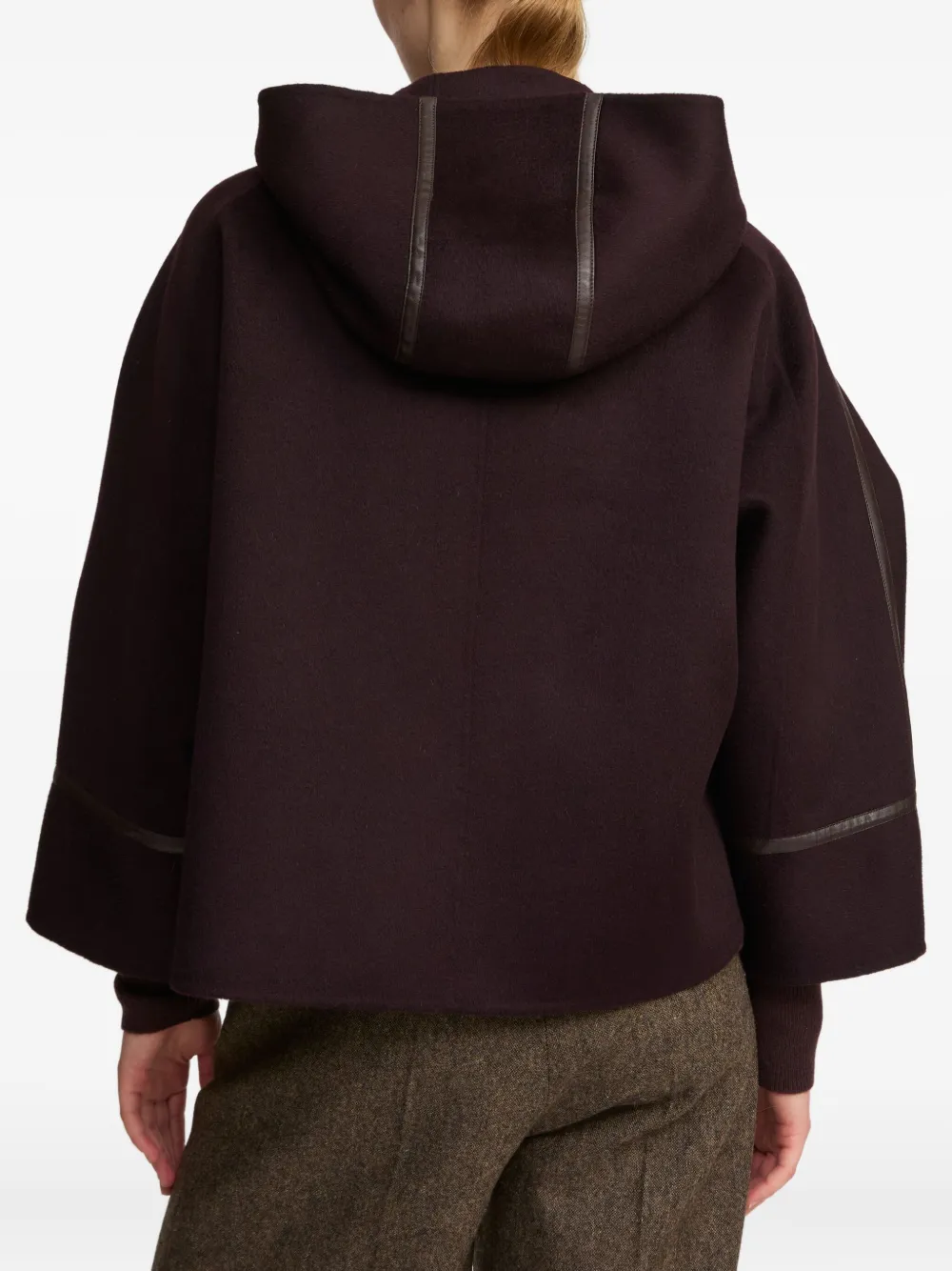 Yves Salomon Hooded Leather-trimmed Jacket In Red