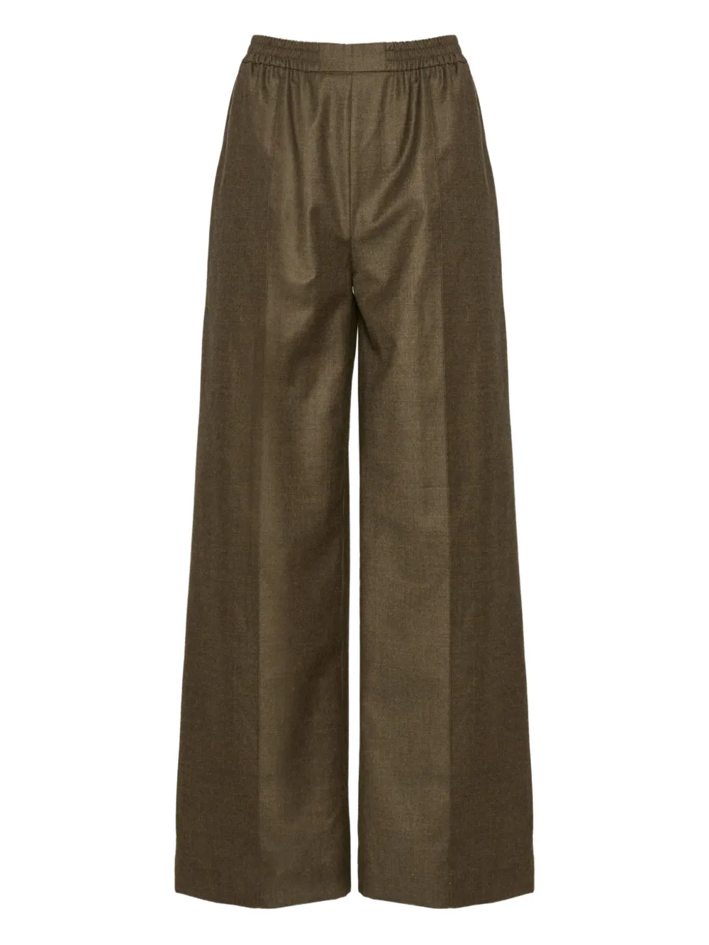 Yves Salomon elasticated waistband flannel trousers | Brown | Image 1