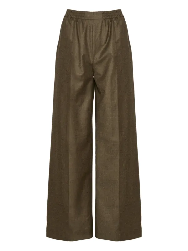Yves Salomon Elasticated Waistband Flannel Trousers in Brown