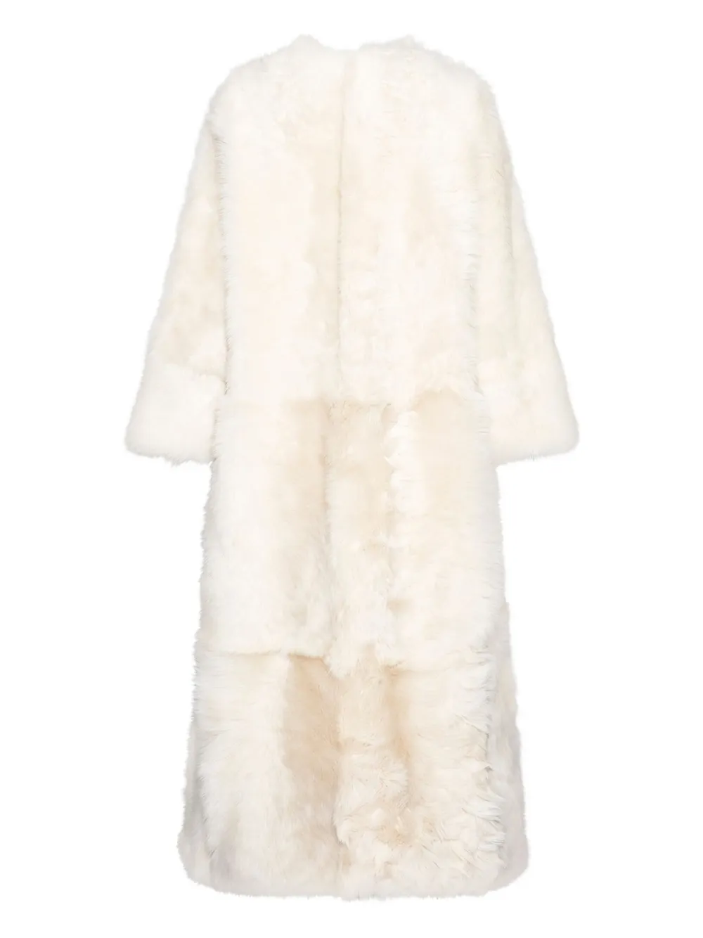 Yves Salomon Extra Long Toscana Lambskin Coat In White