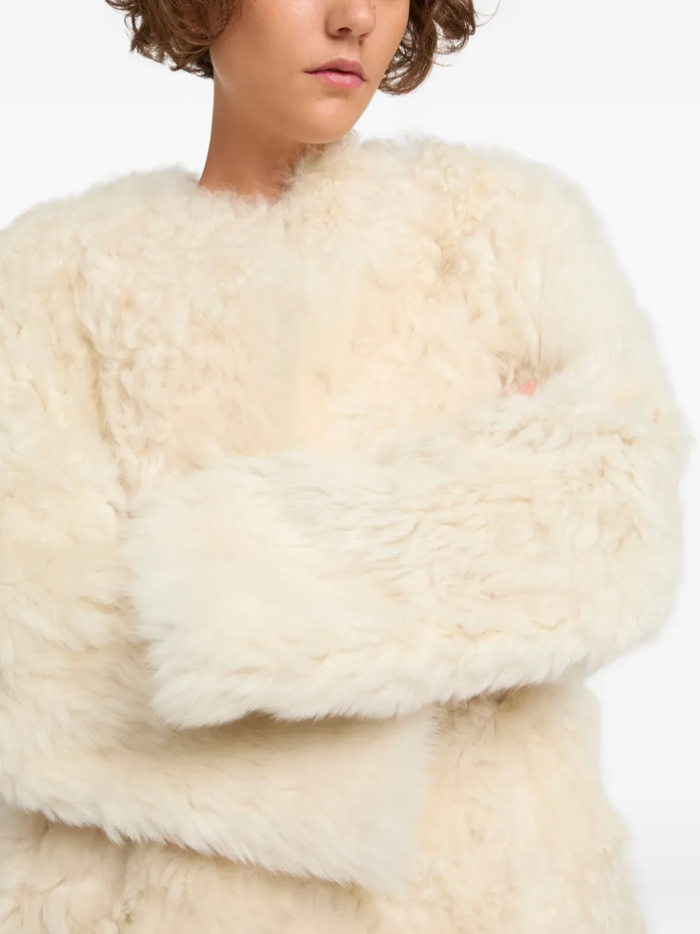 Yves Salomon Extra Long Toscana Lambskin Coat In White