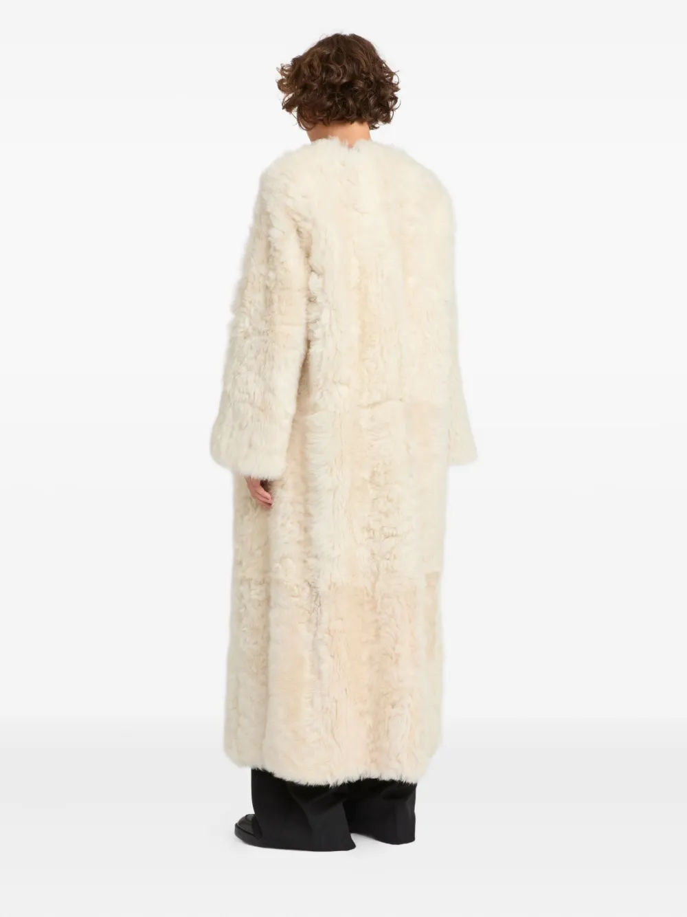 Yves Salomon Extra Long Toscana Lambskin Coat In White