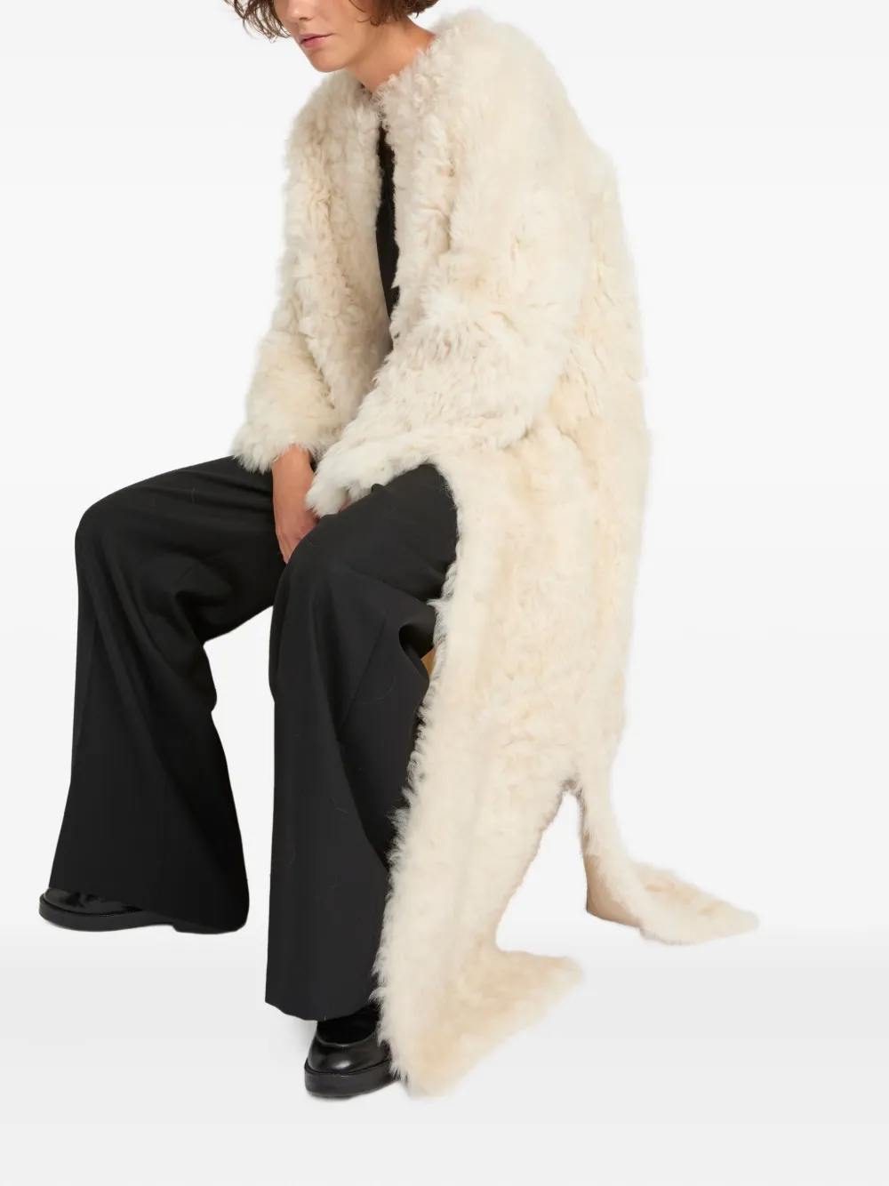 Yves Salomon Extra Long Toscana Lambskin coat - Wit
