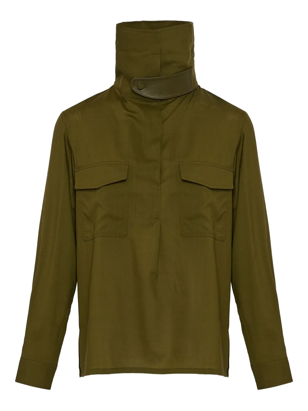Yves Salomon High-neck Blouse In Green