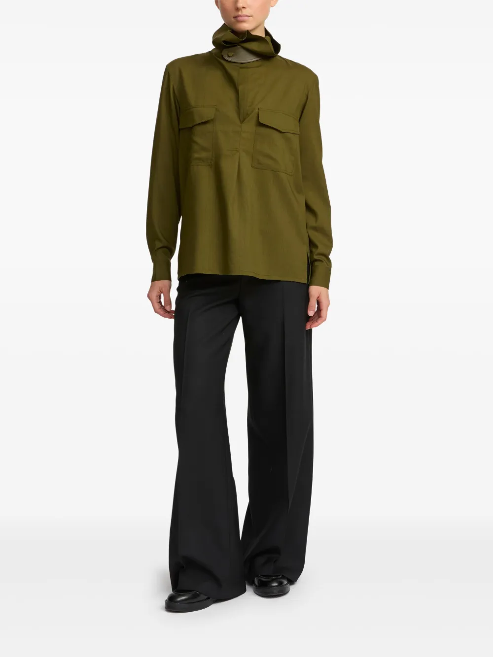 Yves Salomon Blouse met hoge hals - Groen