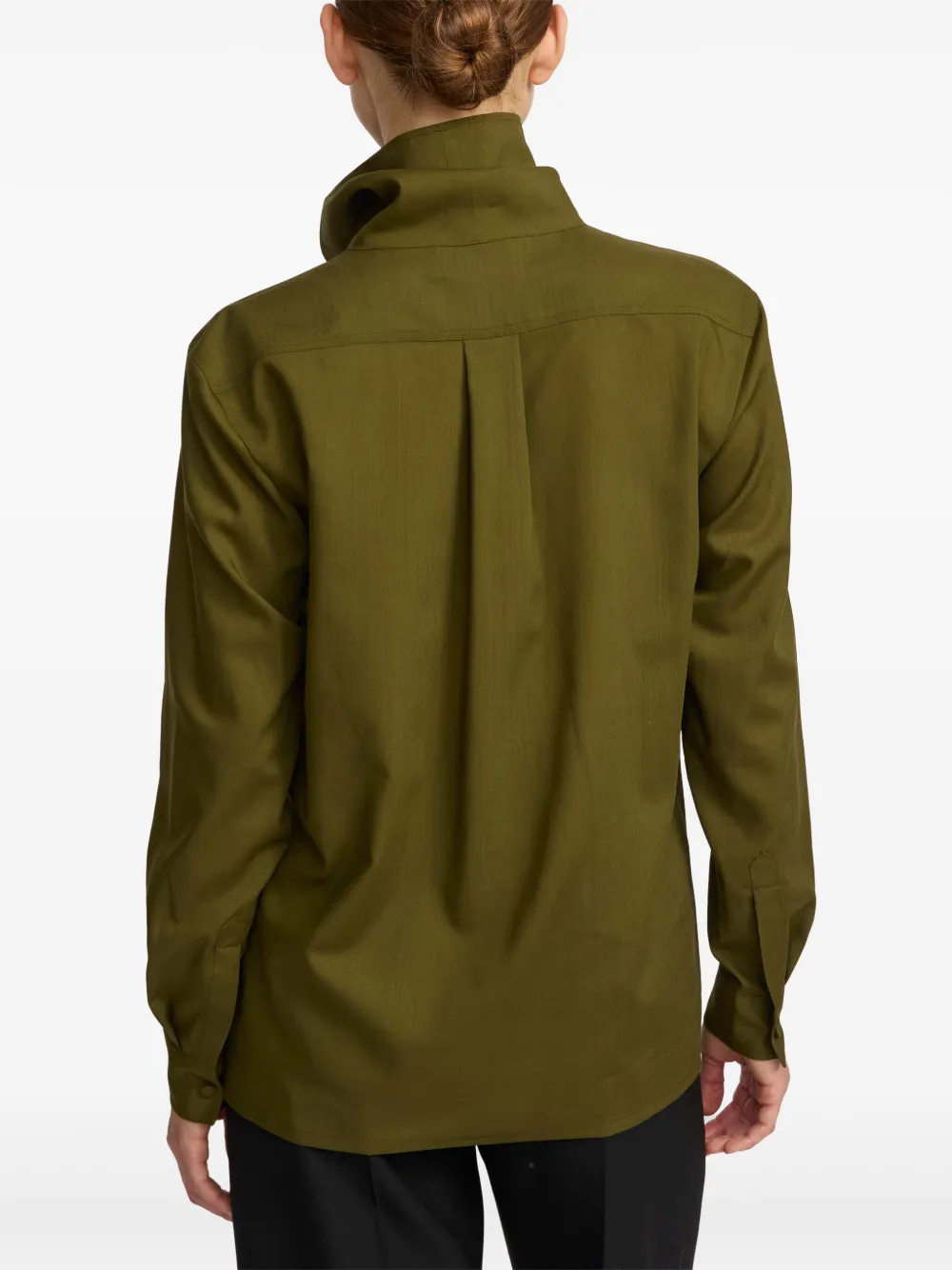 Yves Salomon High-neck Blouse In Green
