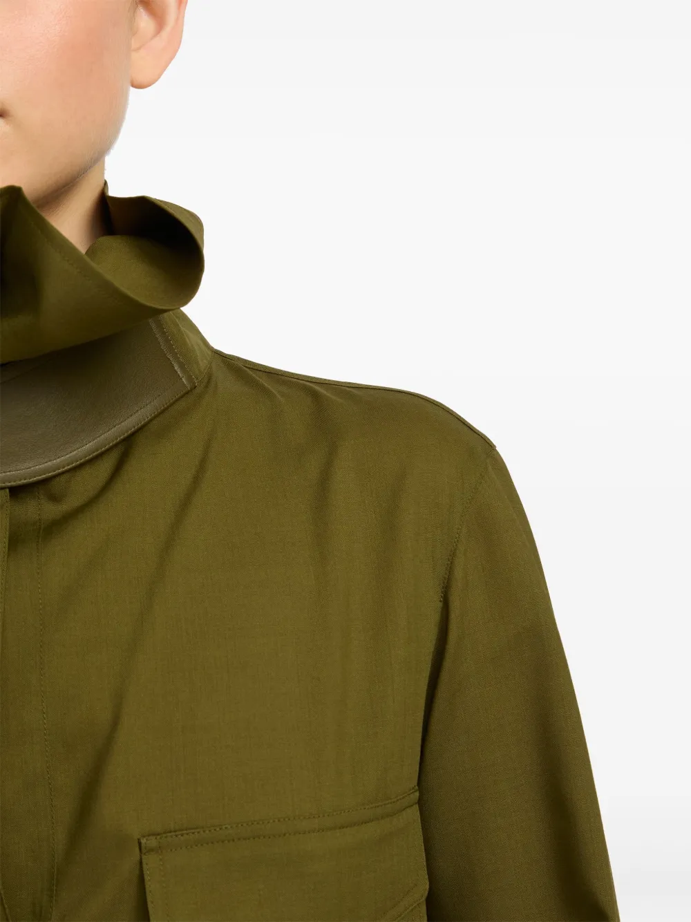 Yves Salomon High-neck Blouse In Green