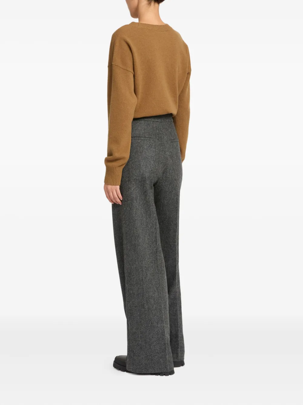 Yves Salomon Flannel Tailored Trousers In Gray