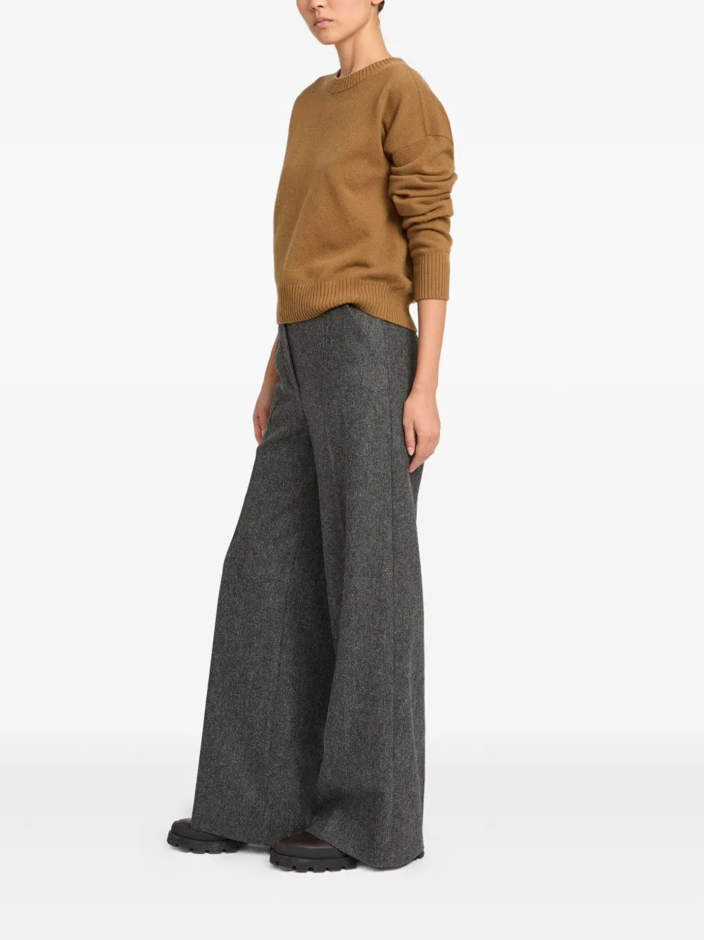 Yves Salomon Flannel Tailored Trousers In Gray