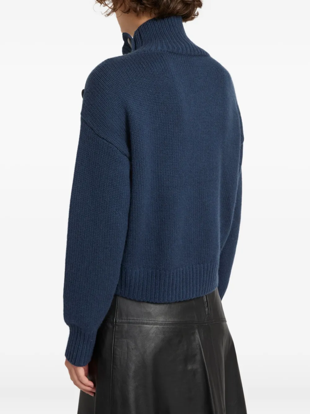 Yves Salomon Trui met hoge hals en knopen Blauw