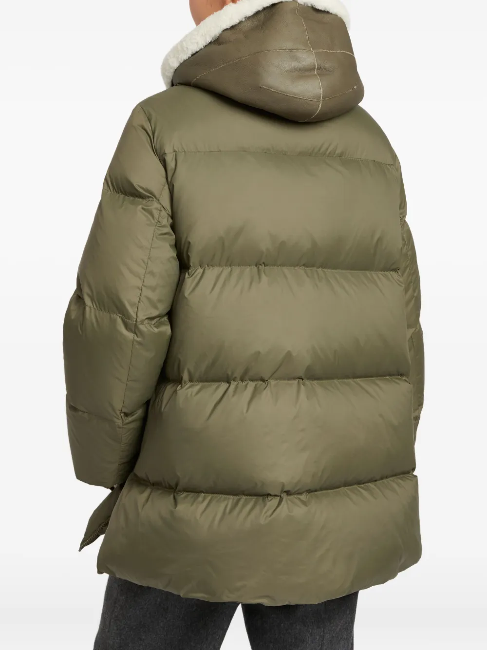 Yves Salomon Shearling Down Jacket In Green