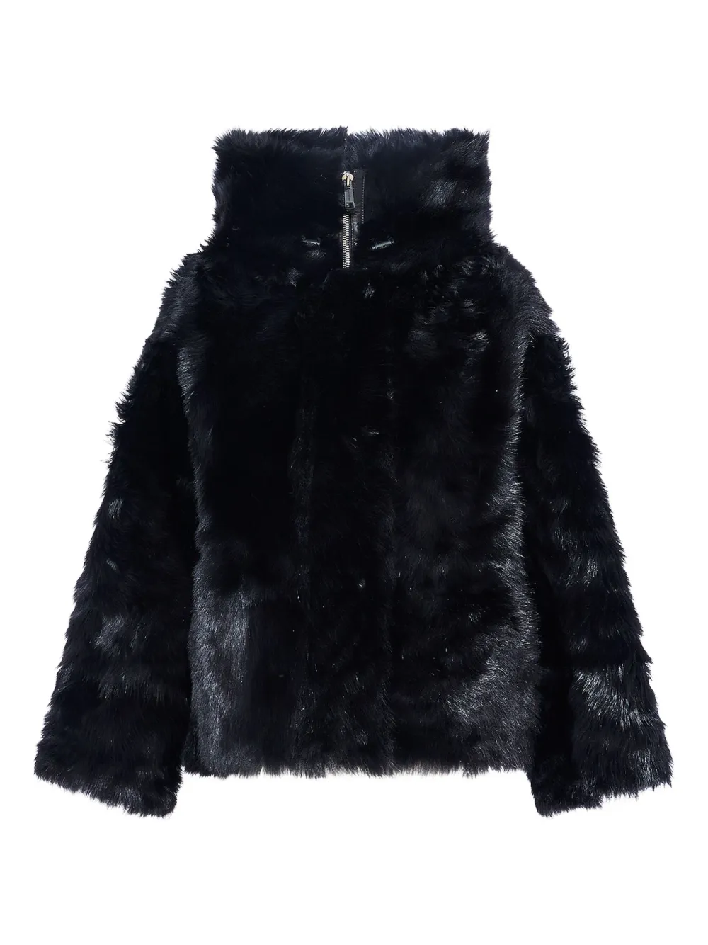 Yves Salomon Hooded Lambshearling Jacket In Black