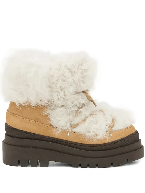Yves Salomon Shearling Platform Boots in White
