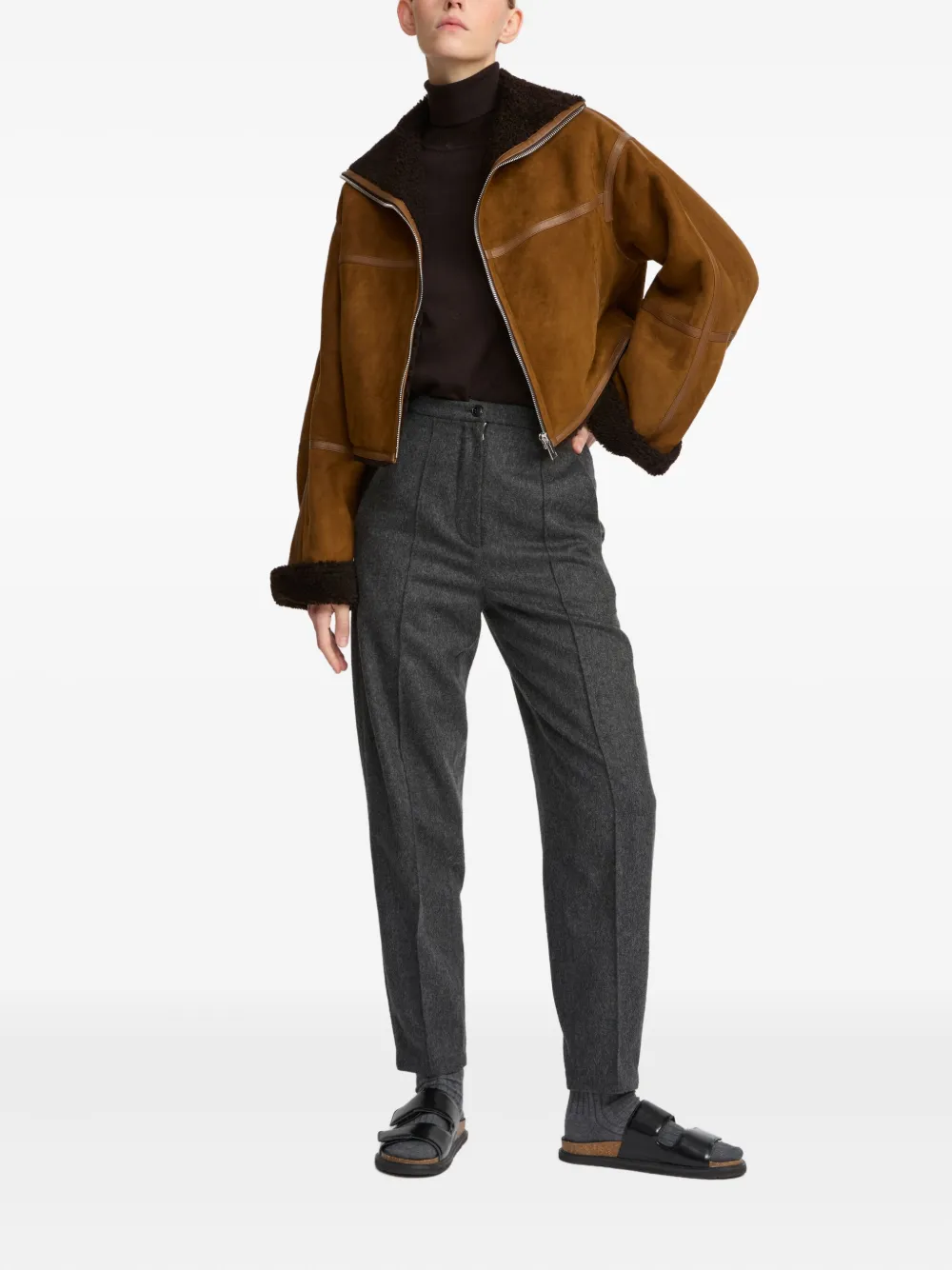 Yves Salomon shearling-trimmed suede jacket | Leather Jackets | Image 2