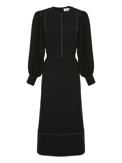 Yves Salomon drawstring-waist puff-sleeve midi dress