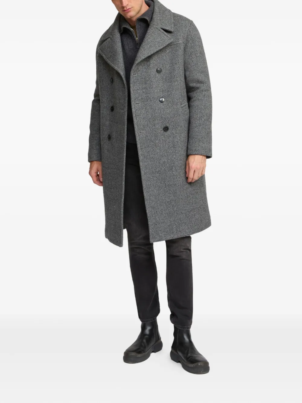 Yves Salomon double-breasted wool coat Grijs