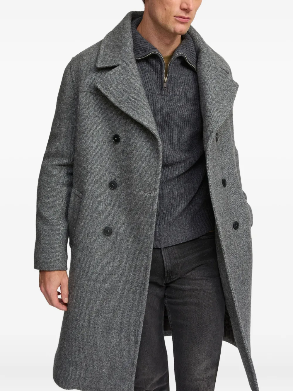 Yves Salomon double-breasted wool coat Grijs