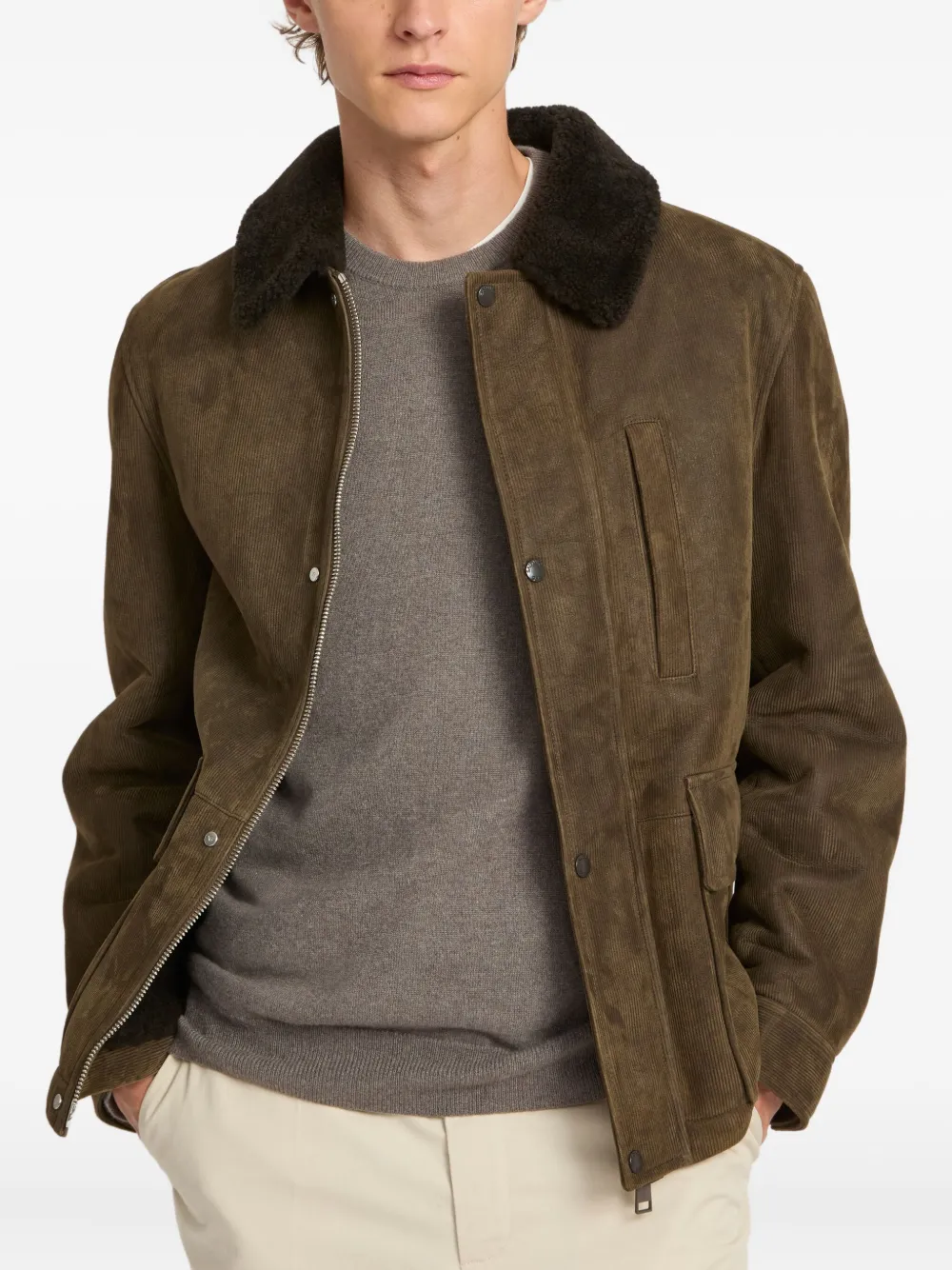 Yves Salomon ribbed shearling leather jacket | Leather Jackets | Image 2