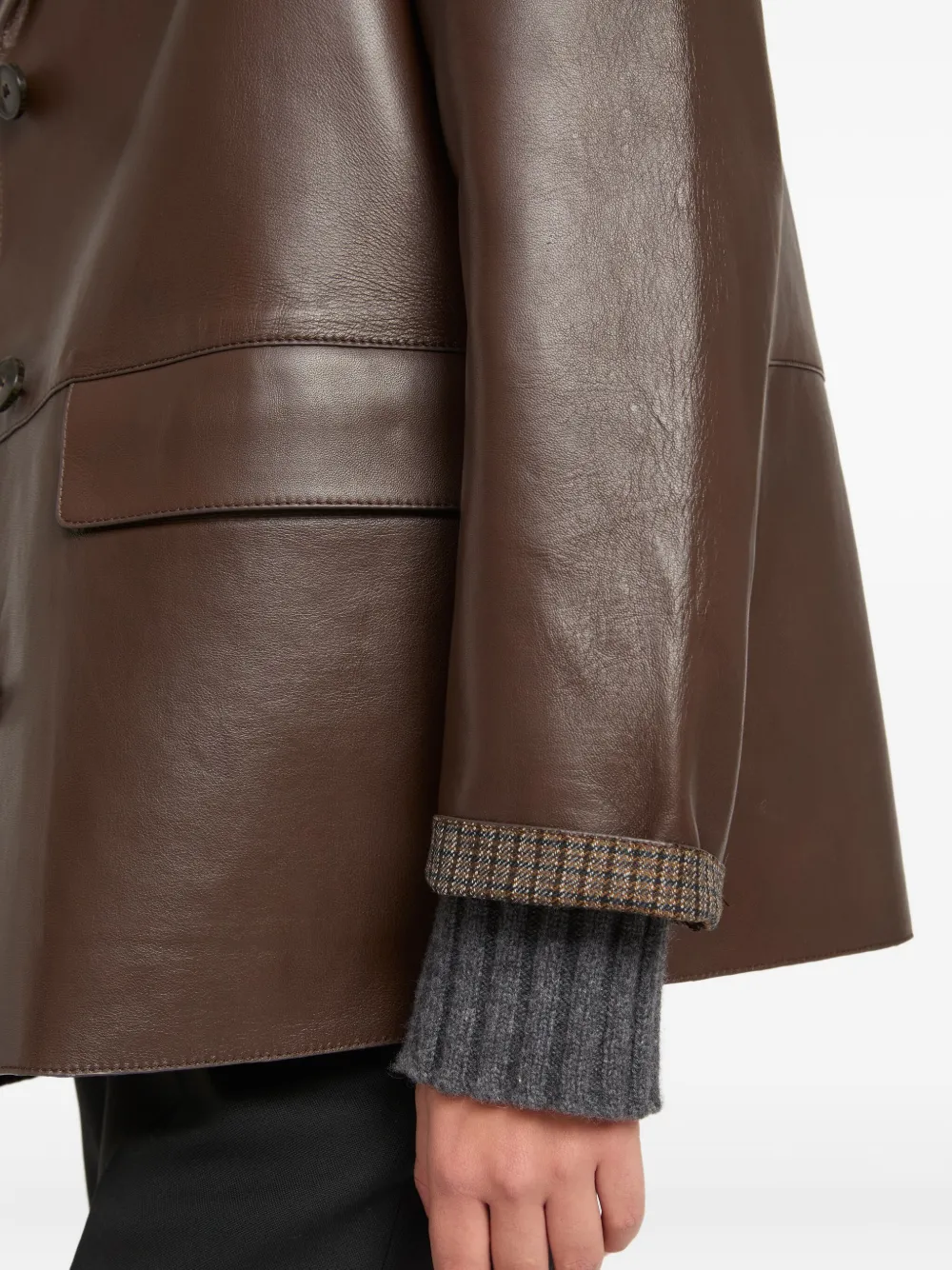 Yves Salomon Leather Jacket In Brown